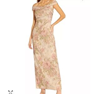 Adrianna Papell Womens Jacquard Off-the-Shoulder Dress